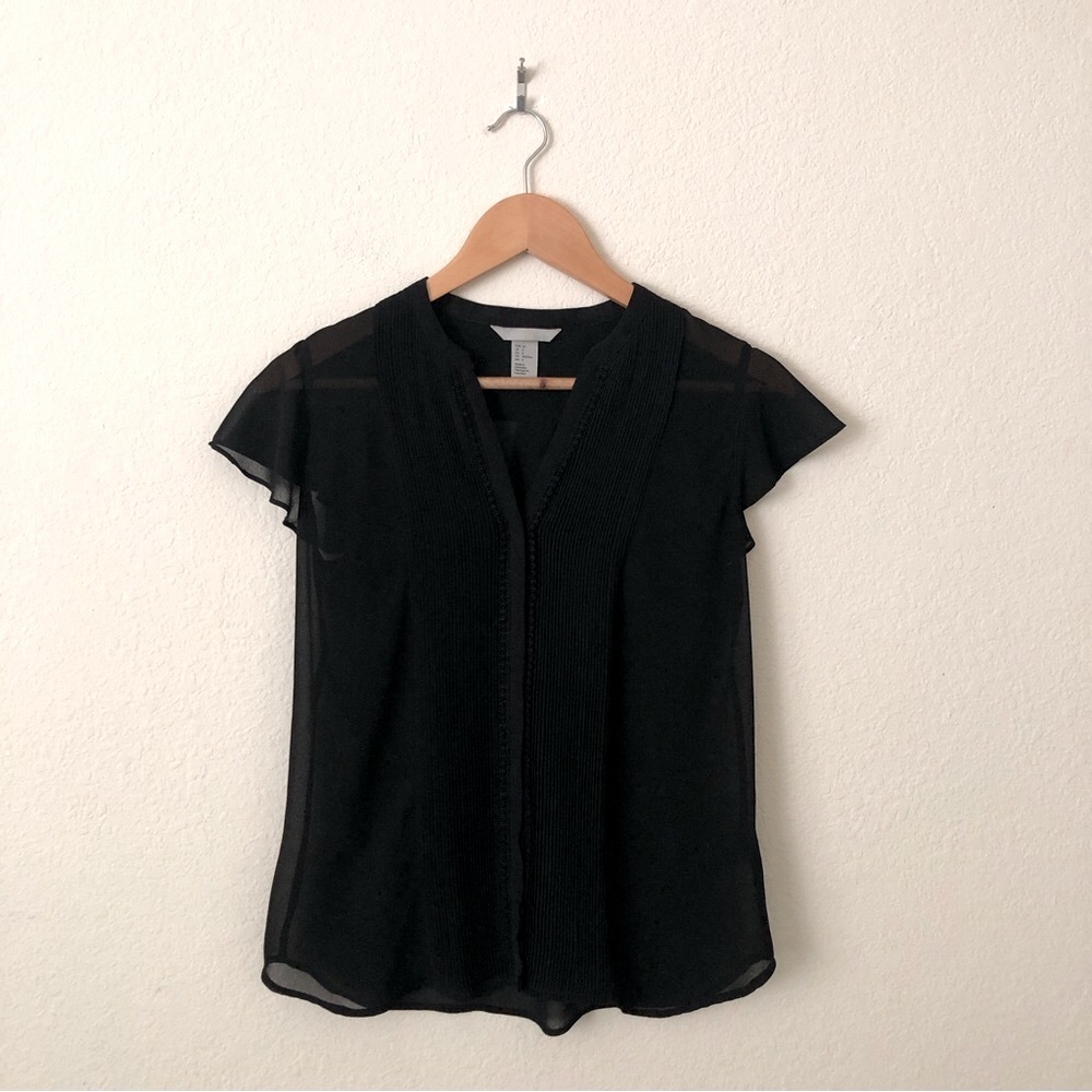 H&M Short-Sleeves Pleated Black Blouse - Women's 4
